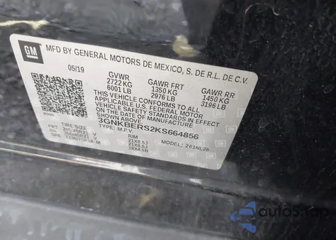 2019 Chevrolet Blazer Rs из США, поврежденный, VIN 3GNKBERS2KS664856